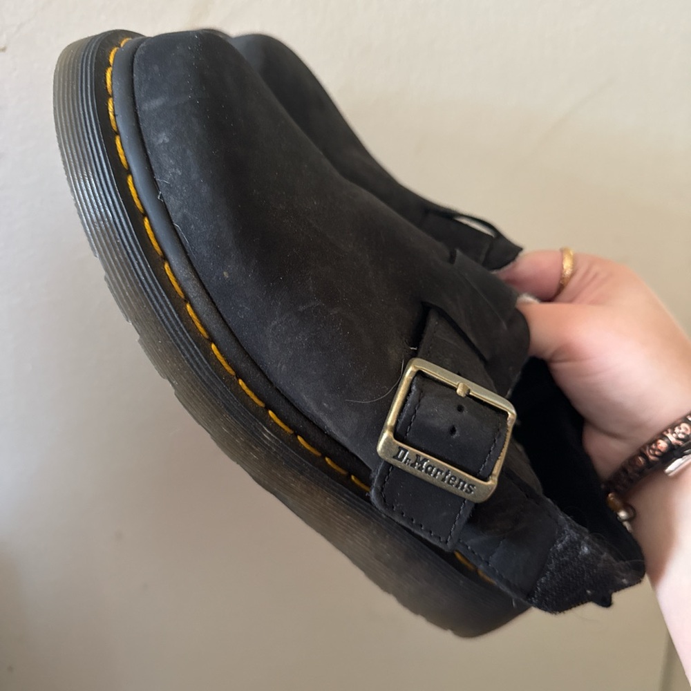 black doc marten sling back clogs